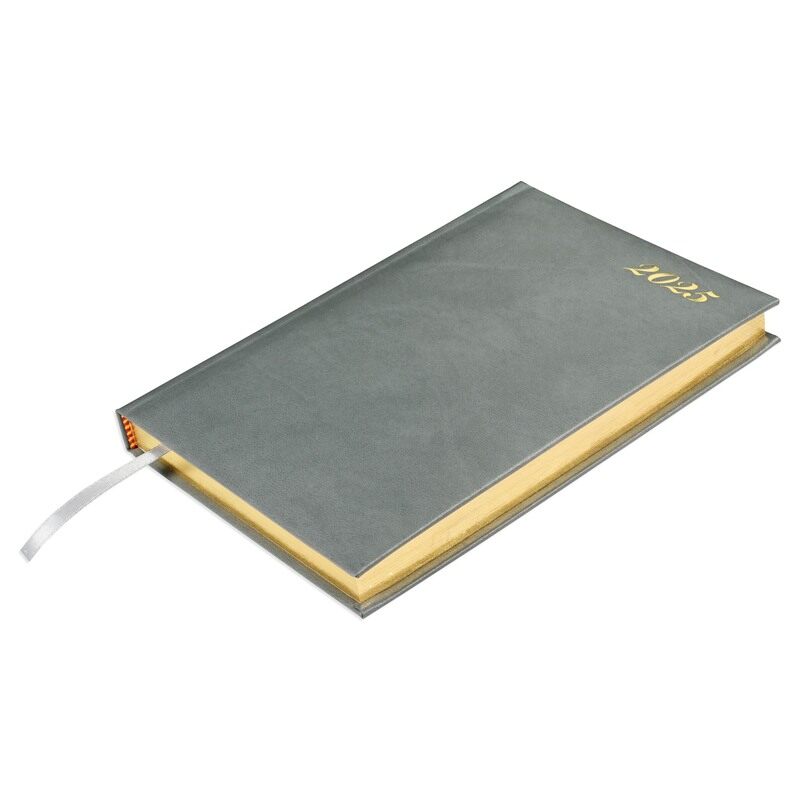 

FIS 2025 Golden Diary, 1 Side Padded Bonded Leather Material, A5 Size(14.8x21cm), English, Grey Color-FSDI96EG25GY
