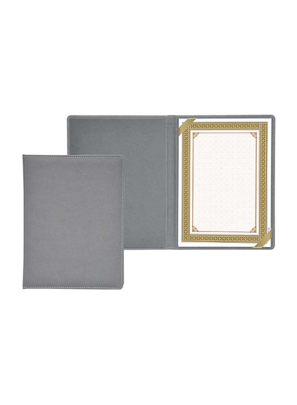 FIS Italian PU Certificate Folders with A4 Certificate and Gift Box, FSCLCERTPURGY, Grey