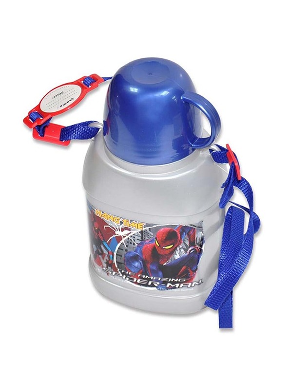 Spiderman Canteen Water Bottle for Boys, 700ml, TQWZS4BS731, Silver/Blue