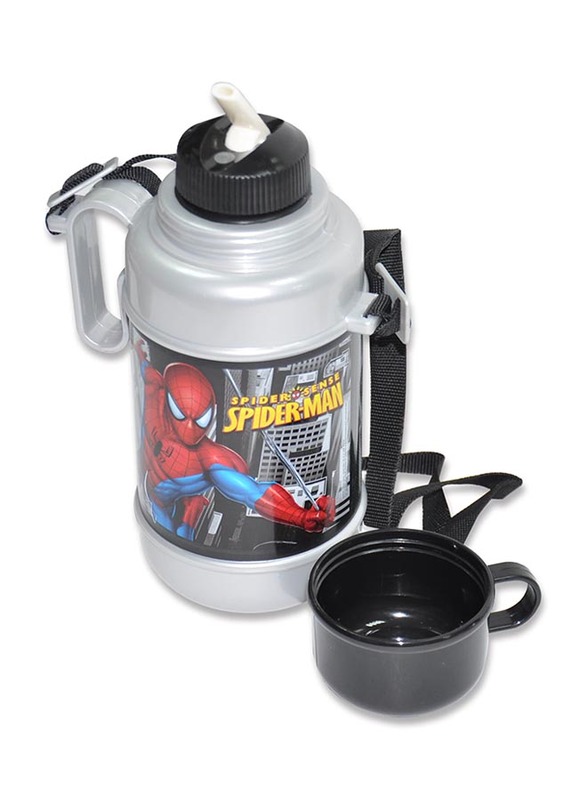 Spiderman Thermos Water Bottle for Boys, TGWZSP2ST-934, Black/Silver