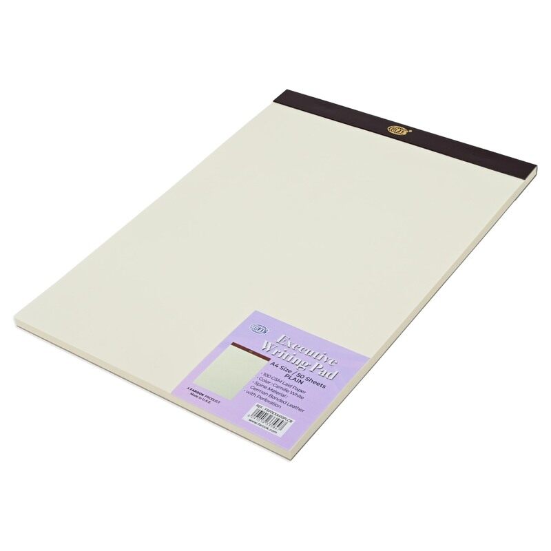 

FIS Executive Writing Pad, German Bonded Leather Spine Materials with Perforation, Size A4(210x297mm), Plain Laid Paper 100gsm, 50 Sheets Per Pad, Ca