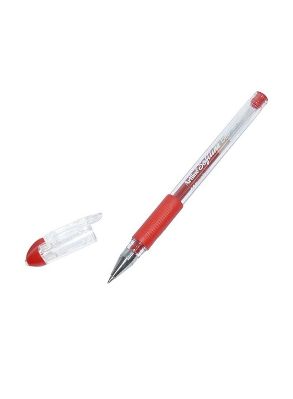 Artline 12-Piece Softline 1500 Gel Pen Set with Rubberised Soft Grip, ARBNEGB-1500RE, 0.5mm, Red