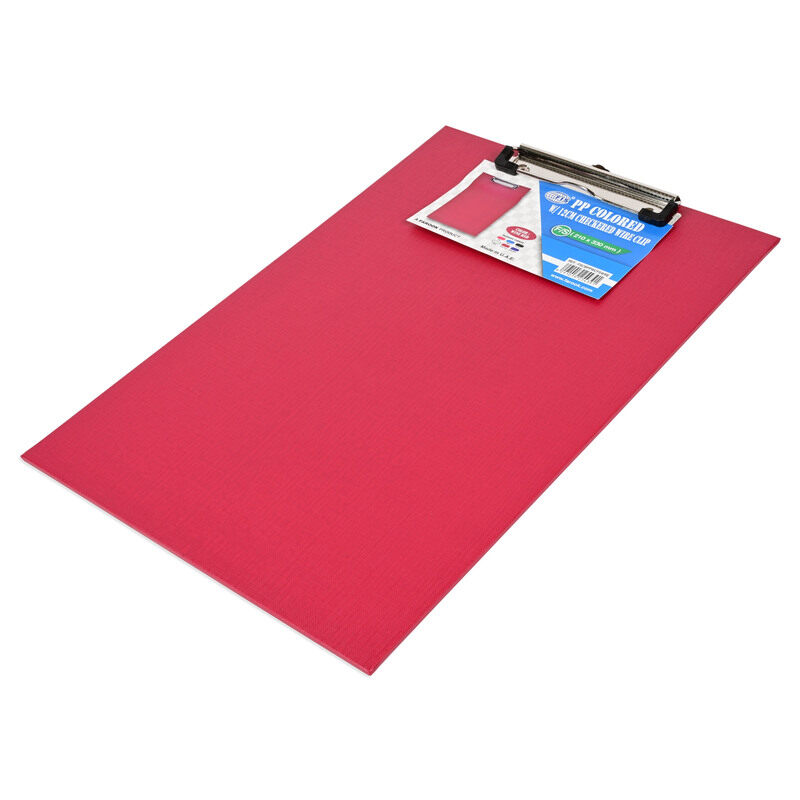 

FIS PP Colored Clipboard with 12cm Checkered Wire Clip, Foolscap Size(210x330mm), Wine Red Color-FSCBPPWCFSWRE