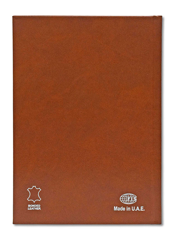 FIS Offset White Paper Notebook with Bonded Leather, 196 Pages, 70 GSM, A5 Size, FSNB1SA5WHBL, Brown