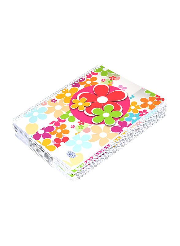 FIS Spiral Notebook Set, 5mm, 74 Sheets, 80Gsm, A4 Size, 5 Pieces, FSNBS90A412, Multicolour