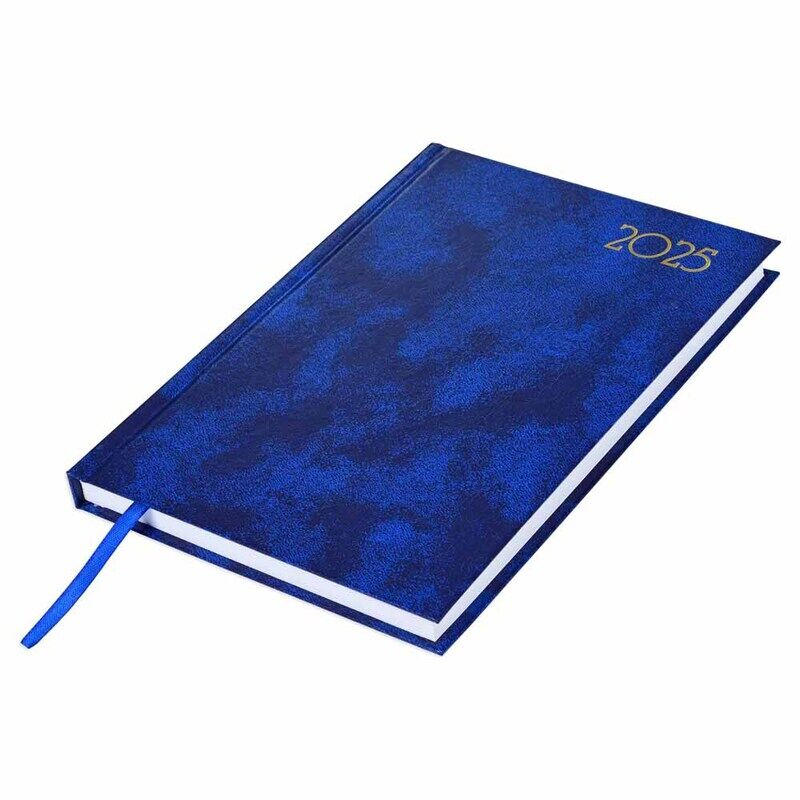 

FIS 2025 Diary, Hard Cover Vinyl Material, Saturday & Sunday Combined, A5 Size(14.8x21cm), English, Blue Color-FSDI90E25BL