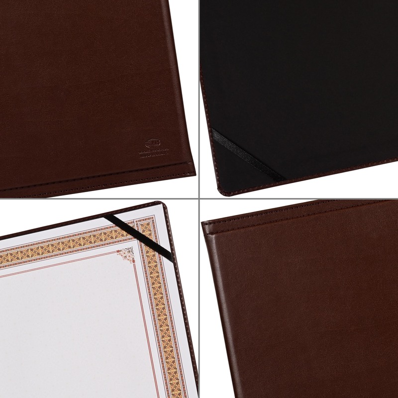 FIS Certificate Folder, Italian PU Material, Size A4(21.0x29.7cm), with A4 Certificate, Dark Brown Color - FSCLCHNDBR