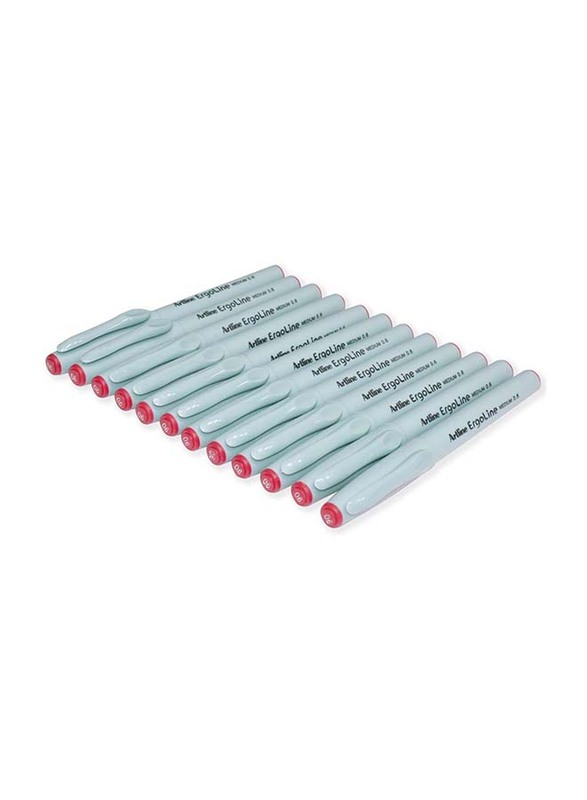 أرتلاين 12-قطعة مجموعة أقلام إرغولين، 0.6 مم، ARFP3600RE، أحمر