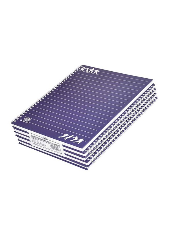 FIS Spiral Hard Cover Single Line Notebook Set, 5 x 100 Sheets, 10 x 8 inch, FSNBS1081905, Dark Blue