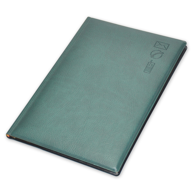 FIS English Address Book with Italian PU Cover & Gilding, 148 x 210mm, 50 Sheets, A5 Size, FSADA5EG, Green