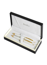 Scrikss 2-Piece Noble 35 Ballpoint Pen & Mechanical Pencil Set, OSBP78744, White/Gold