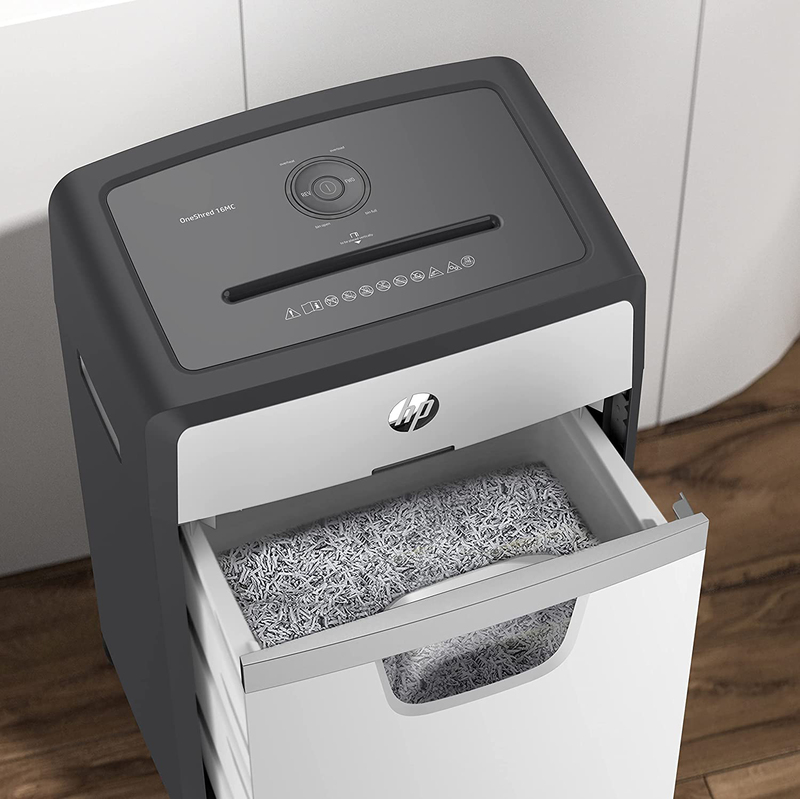 HP 2808 OneShred 16-Sheet Micro Cut Shredder, Security Level P5, 30 Liter Bin, OLSR2808, Multicolour