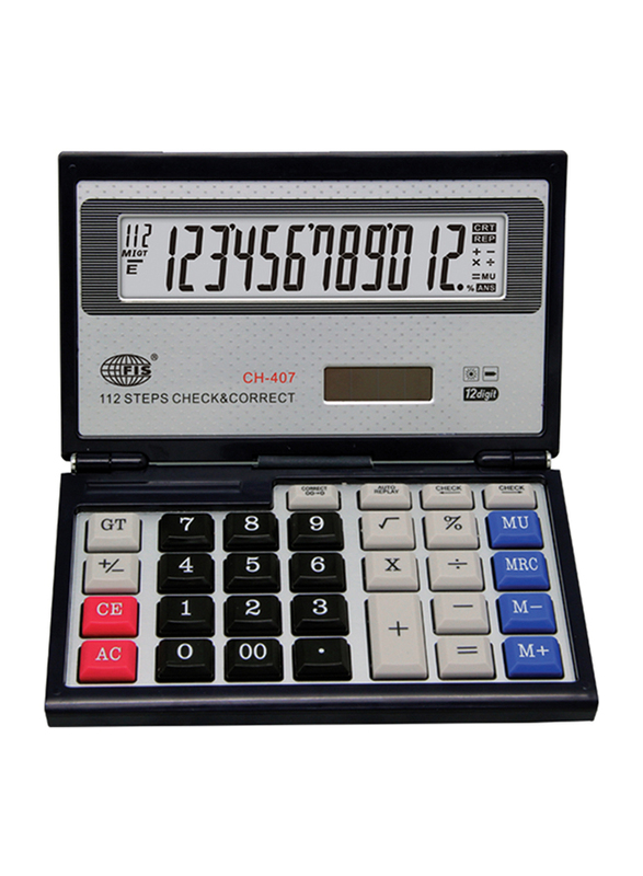 FIS 12 Digits Check and Correct Financial Foldable Calculator, FSCACH-407, Black
