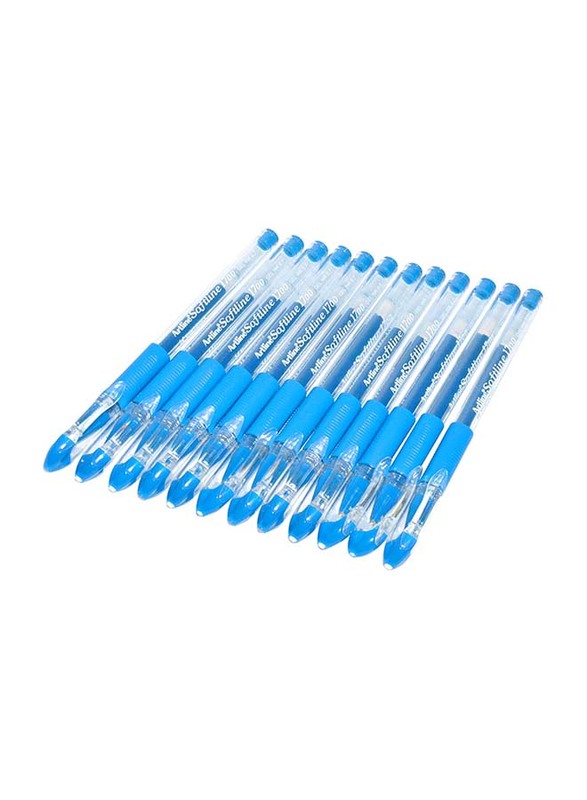 Artline 12-Piece Softline 1700 Gel Pen Set with Rubberised Soft Grip, ARBNEGB-1700LBL, 0.7mm, Blue