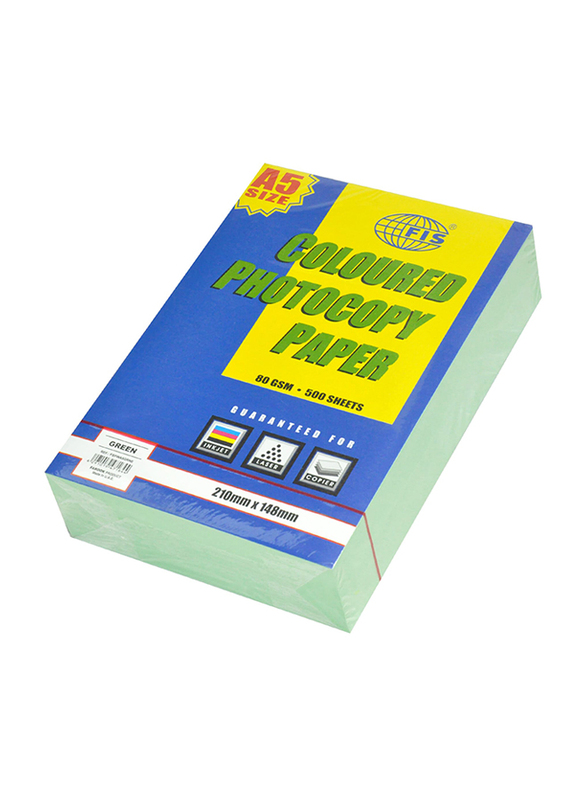 FIS Pastel Color Photocopy Paper, 500 Sheets, 80 GSM, A5 Size