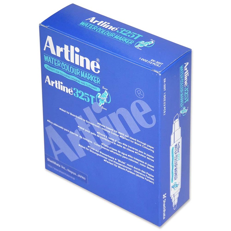 Artline 12-Piece 325T Acrylic Fiber Tip Water Colour Marker, Yellow