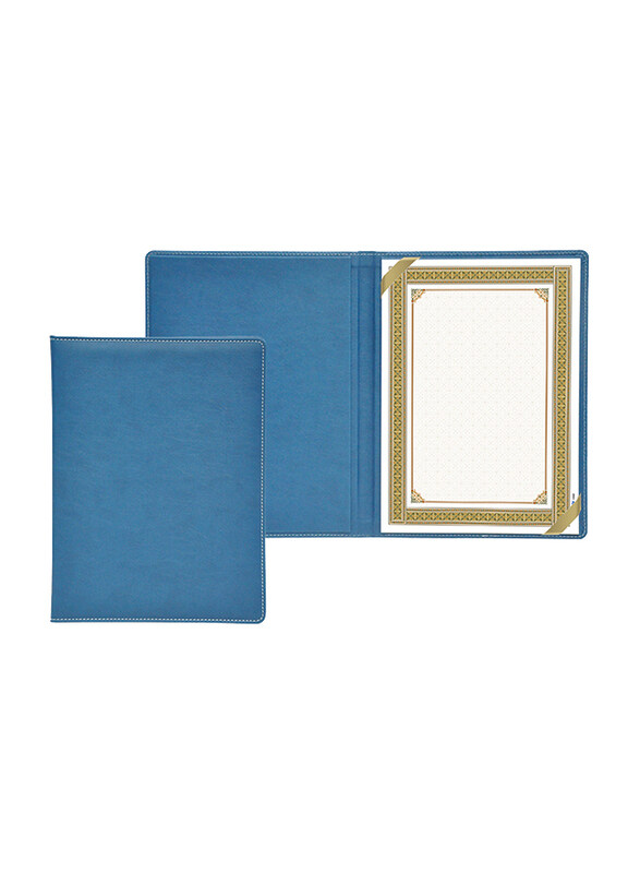 

FIS Italian PU Certificate Folders with A4 Certificate and Gift Box, Blue