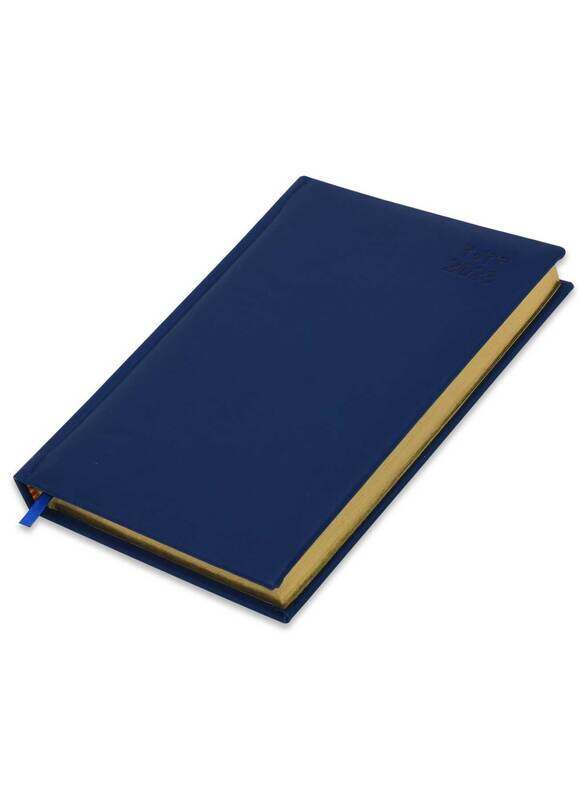 

FIS 2023 Arabic/English 1-Side Padded Golden Diary with Italian PU, 384 Sheets, 70 GSM, A5 Size, FSDI20AEG23BL, Blue