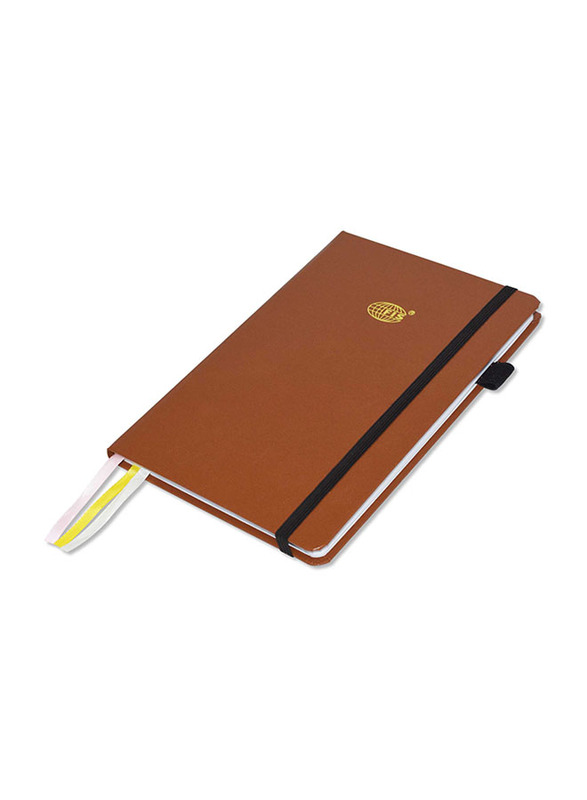 FIS White Paper Budget Planner with Elastic Pen Loop, Vinyl, 128 Pages, 100 GSM, A5 Size, FSORA5BPLANV, Brown
