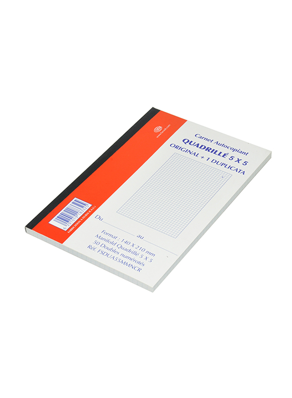 FIS French Ncr Paper Duplicate Books, 5mm Square, 10 Pieces, A5 Size