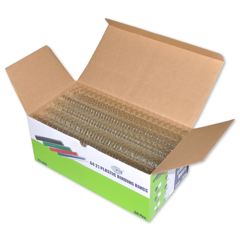 FIS 25mm Plastic Binding Rings with 220 Sheets Capacity, 50 Piece, FSBD25CL, Clear
