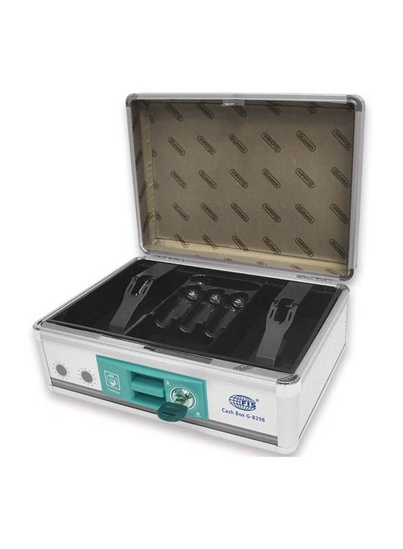 FIS Cash Box Aluminium with Key Lock, 273 x 194 x 115 mm, FSCPW-B298, Grey