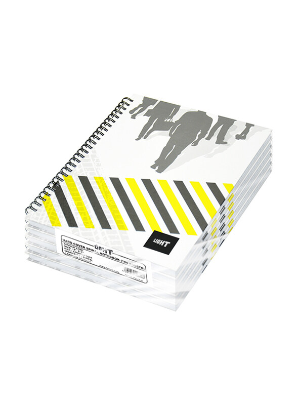 

Light 5-Piece Spiral Hard Cover Notebook, Single Line, 100 Sheets, 9 x 7 inch, LINBS971801, Multicolour