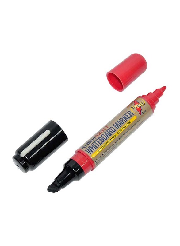 آرتلاين طقم أقلام سبورة بيضاء مزدوج مكون من 12 قطعة ، 2.0-5.0 مم ، ARMK525TBKRE ، أسود / أحمر