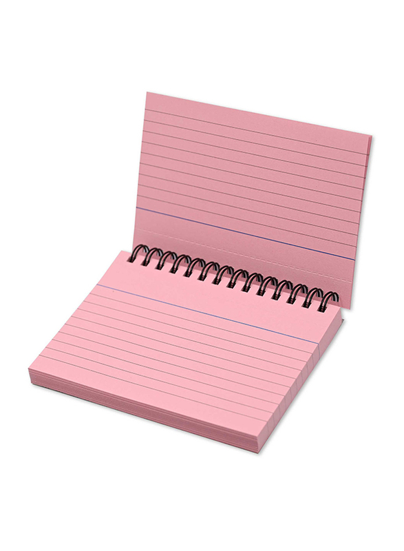 FIS Ruled Double Loop Spiral Binding Record Card, 5 x 3 Inch, 50 Sheets, 180 Gsm, FSIC53-180SPPI, Pink