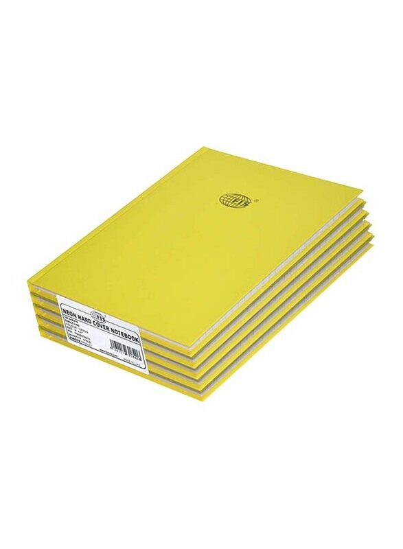 

FIS Neon Hard Cover Single Line Notebook Set, 5 x 100 Sheets, 9 x 7 inch, FSNB97N210, Lemon Yellow