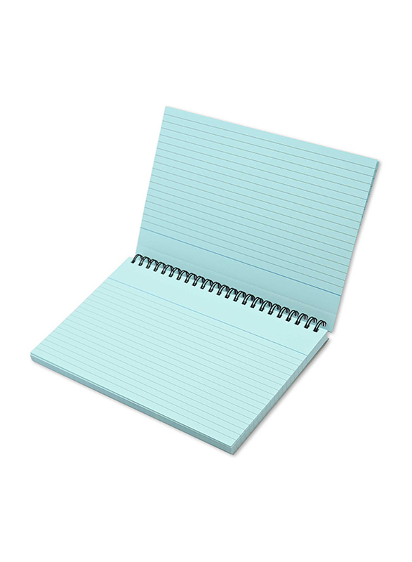 FIS Ruled Double Loop Spiral Binding Record Card, 8 x 5 Inch, 50 Sheets, 180 Gsm, FSIC85-180SPBL, Blue