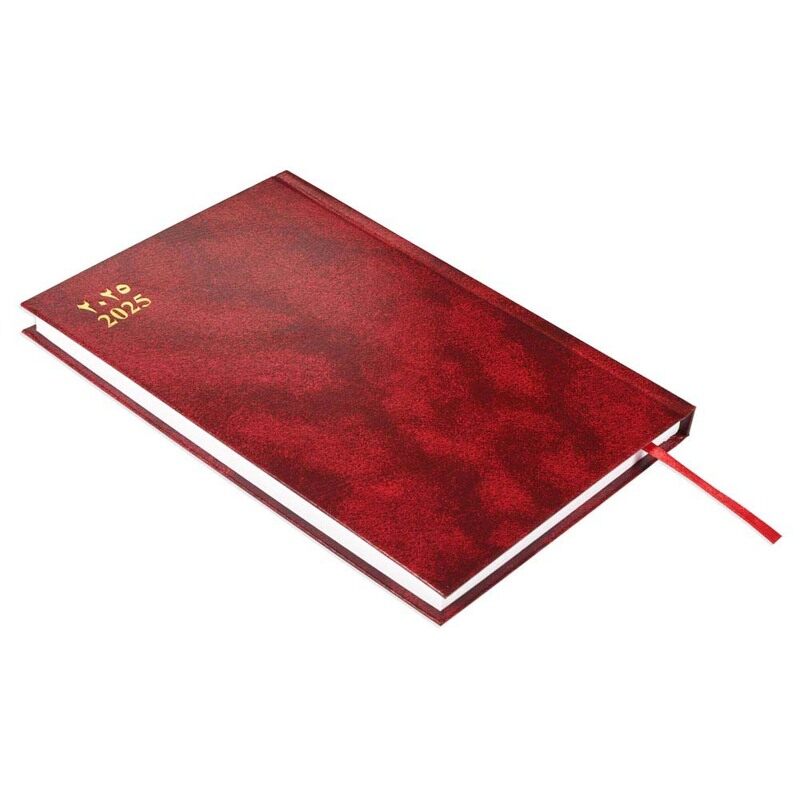 

FIS 2025 A5 Agenda Diary, Vinyl Materials, Hard Cover, Right Open, Thursday & Friday Combined, Size A5(148x210mm), English, 60gsm White Paper, Maroon