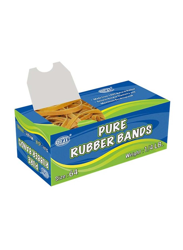 FIS 10 Boxes Pure Rubber Bands, 64 Size, Yellow