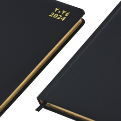 FIS 2024 Arabic/English Golden Diary, 384 Sheets, 60 GSM, A5 Size, FSDI23AEG24BK, Black