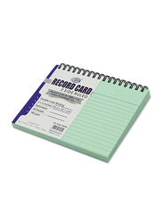 FIS Ruled Double Loop Spiral Binding Record Card, 6 x 4 Inch, 50 Sheets, 180 Gsm, FSIC64-180SPGR, Green