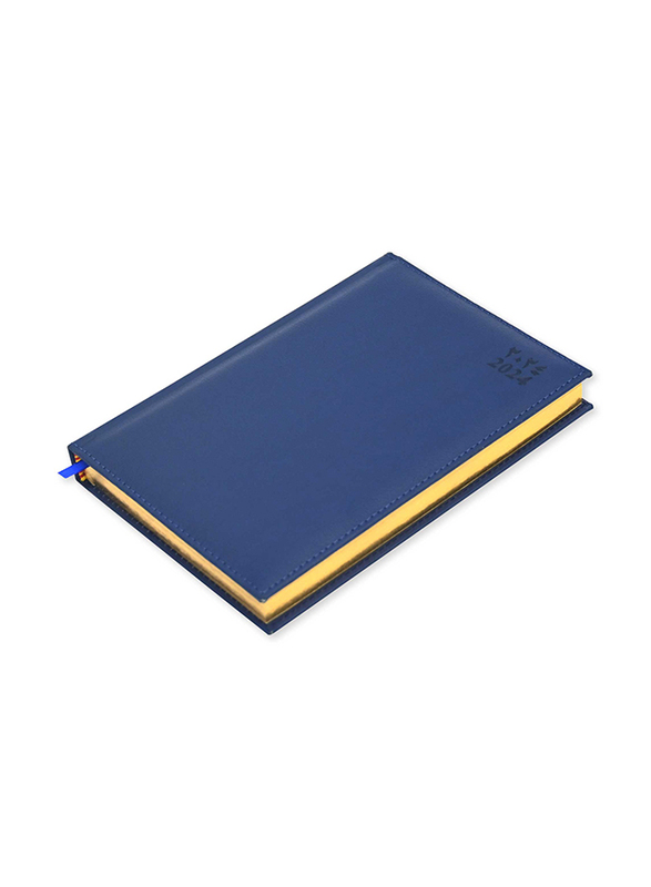 FIS 2024 (Arabic/English) Golden Diary, 384 Sheets, 70 GSM, A5 Size, FSDI26AEG24BL, Blue