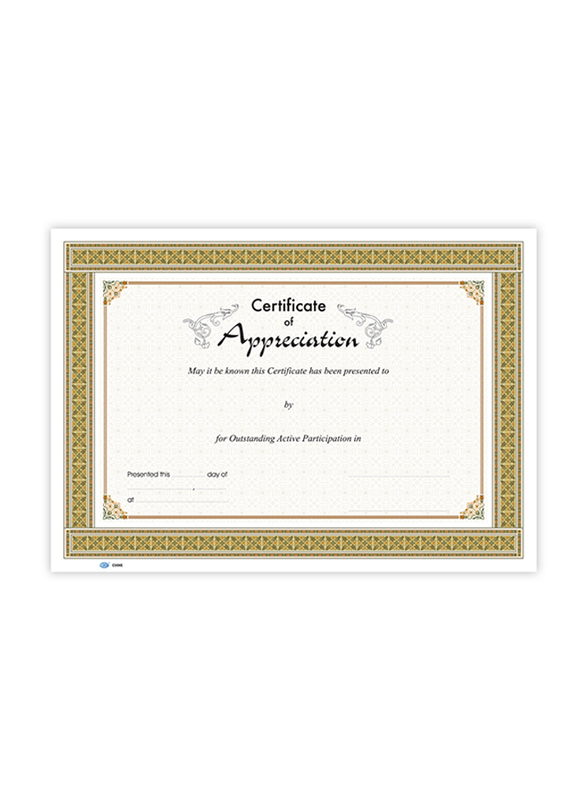 FIS Arabic Design Certificate, 10 Sheets, A4 Size, FSCLC006E, Multicolour