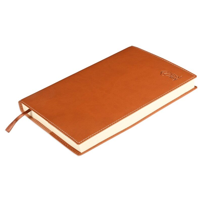 

FIS2025 A5 Diary, Italian PU Materials, Soft Jacket Cover with Sewing, Size A5(148x210mm), English/Arabic, Brown Color, Pack in Gift Box-FSDI17AE25BR