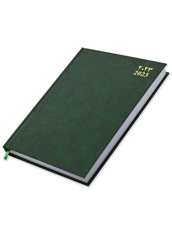 

FIS 2023 Arabic/English Vinyl Hard Cover Executive Diary, 384 Sheets, 70 GSM, FSDI88AEN23GR, Green