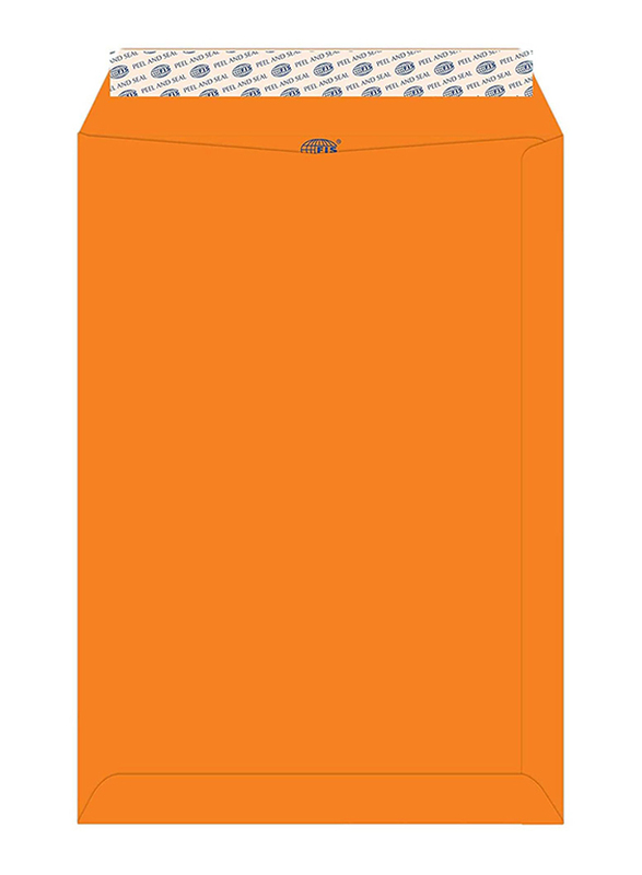 FIS Colour Peel & Seal Envelopes, 50-Piece, 80 GSM, C4 (324 x 229mm), Neon Orange