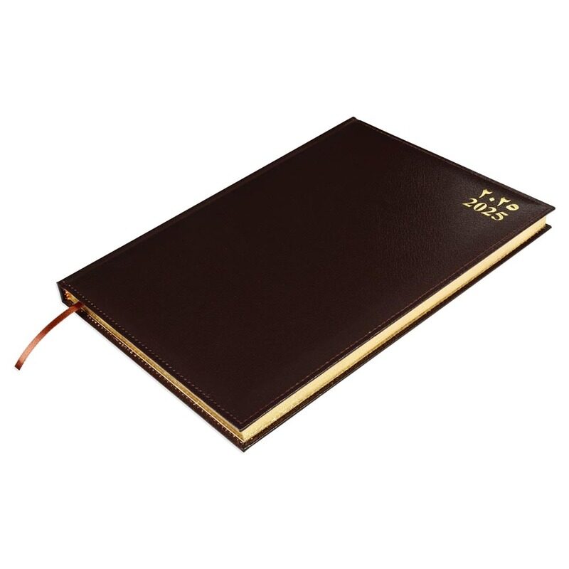 

FIS 2025 A4 Golden Diary, Vinyl Materials, 1 Side Padded & Sewn Cover, Gilded Edges, Size A4(210x297mm), English/Arabic, 60gsm White Paper, Chocolate