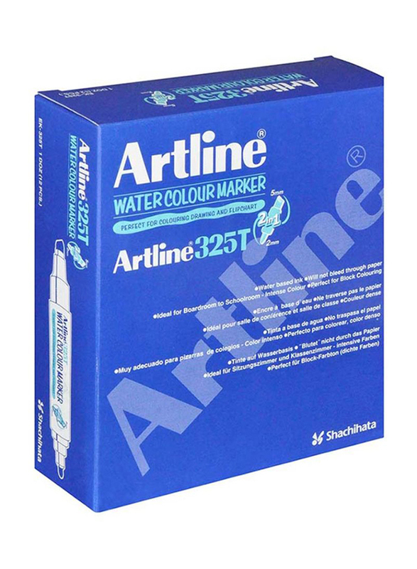 Artline 12-Piece Twin Water Colour Marker, ARMK325BR, Brown