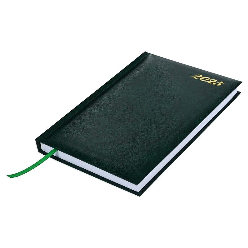 

FIS 2025 Diary, 1 Side Padded Vinyl Material, A5 Size(14.8x21cm), English, Green Color-FSDI18E25GR