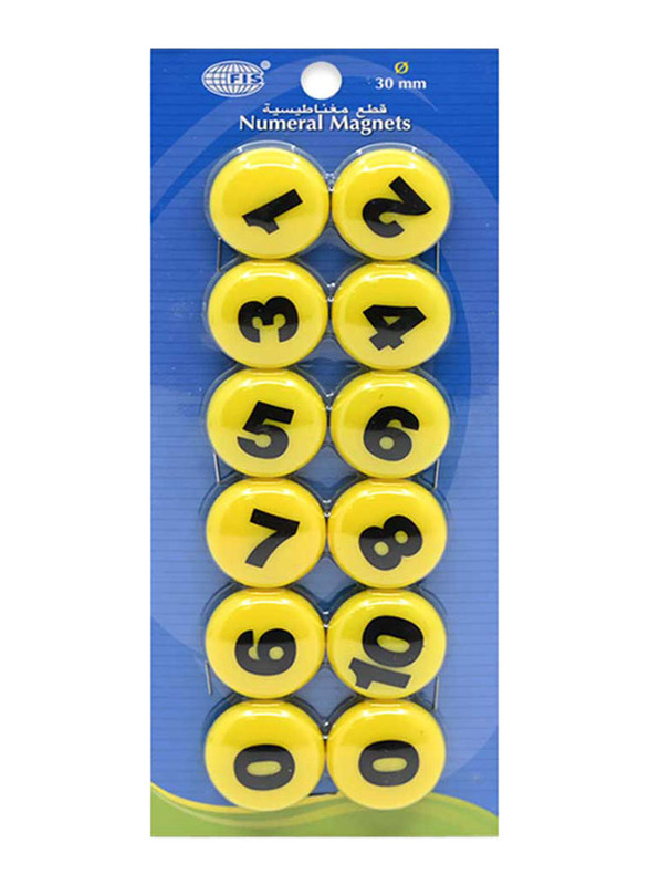 FIS Numerical Magnets Set, 3 Pack, FSMIN203040/3, Yellow