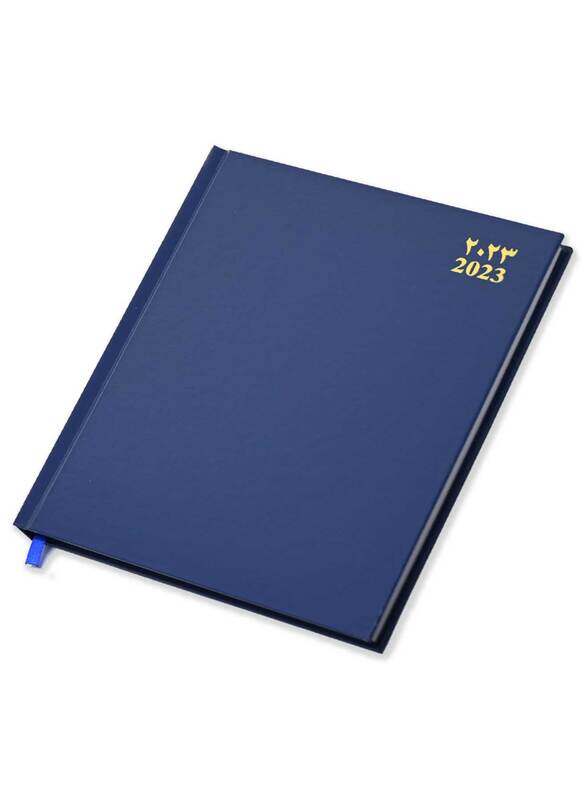 

FIS 2023 Arabic/English/French Vinyl Hard Cover Executive Black Diary, 128 Sheets, 70 GSM, FSDI89AEF23BL, Navy Blue