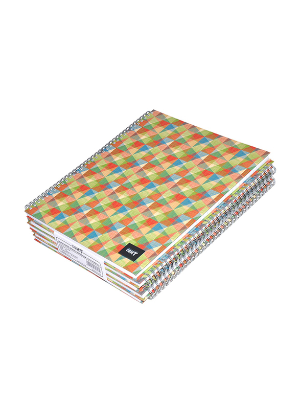 Light Hard Cover Spiral Single Line Notebook Set, 100 Sheets, A4 Size, 5 Pieces, LINBHSA41605, Multicolour