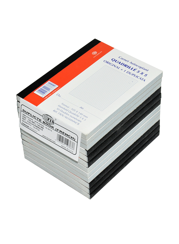 FIS French Ncr Paper Duplicate Books, 5mm Square, 12 Pieces, A6 Size