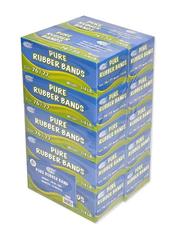 

FIS 10 Boxes Pure Rubber Bands, 76/77 Size, Yellow