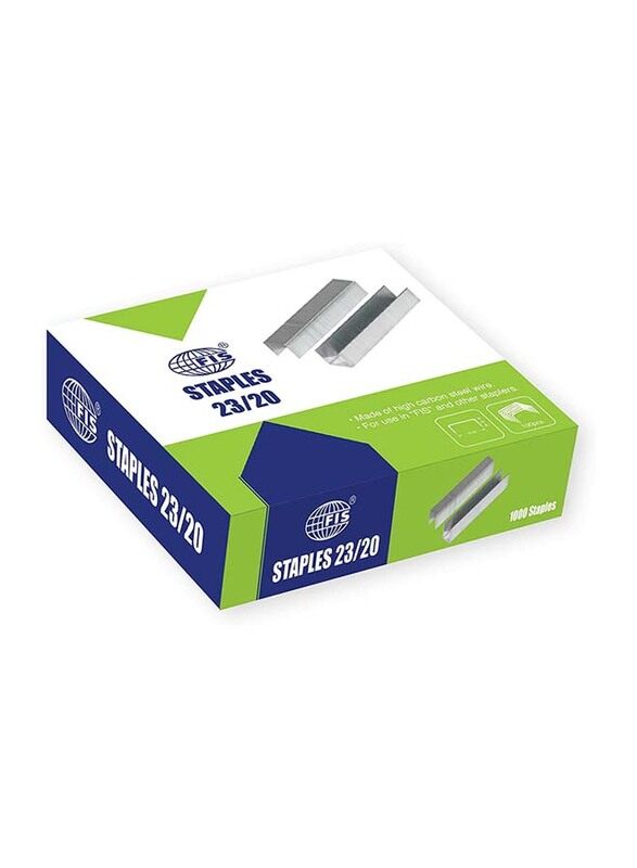 

FIS FSSN23/20 Size 20/23 Stapler Pins, 1000 Pins, Silver