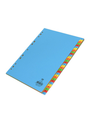 FIS 1-31 English Card Divider, A4 Size, 10 Pieces, Blue/Red/Yellow